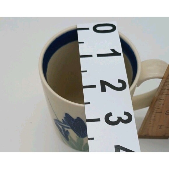 2 Otagiri Blue Iris Mugs Hand Painted Vtg Floral Flowers - Picture 4 of 6